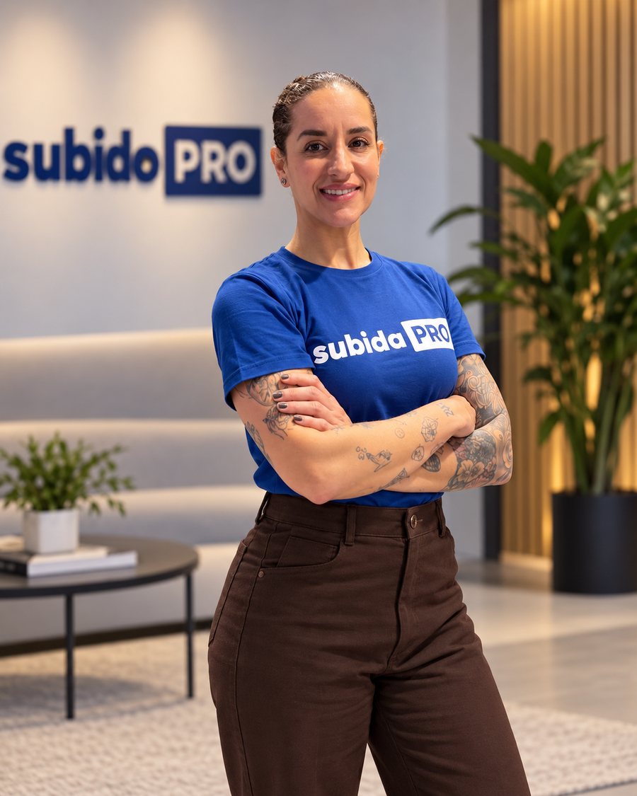 Thamires Sales com a camiseta da Subido PRO
